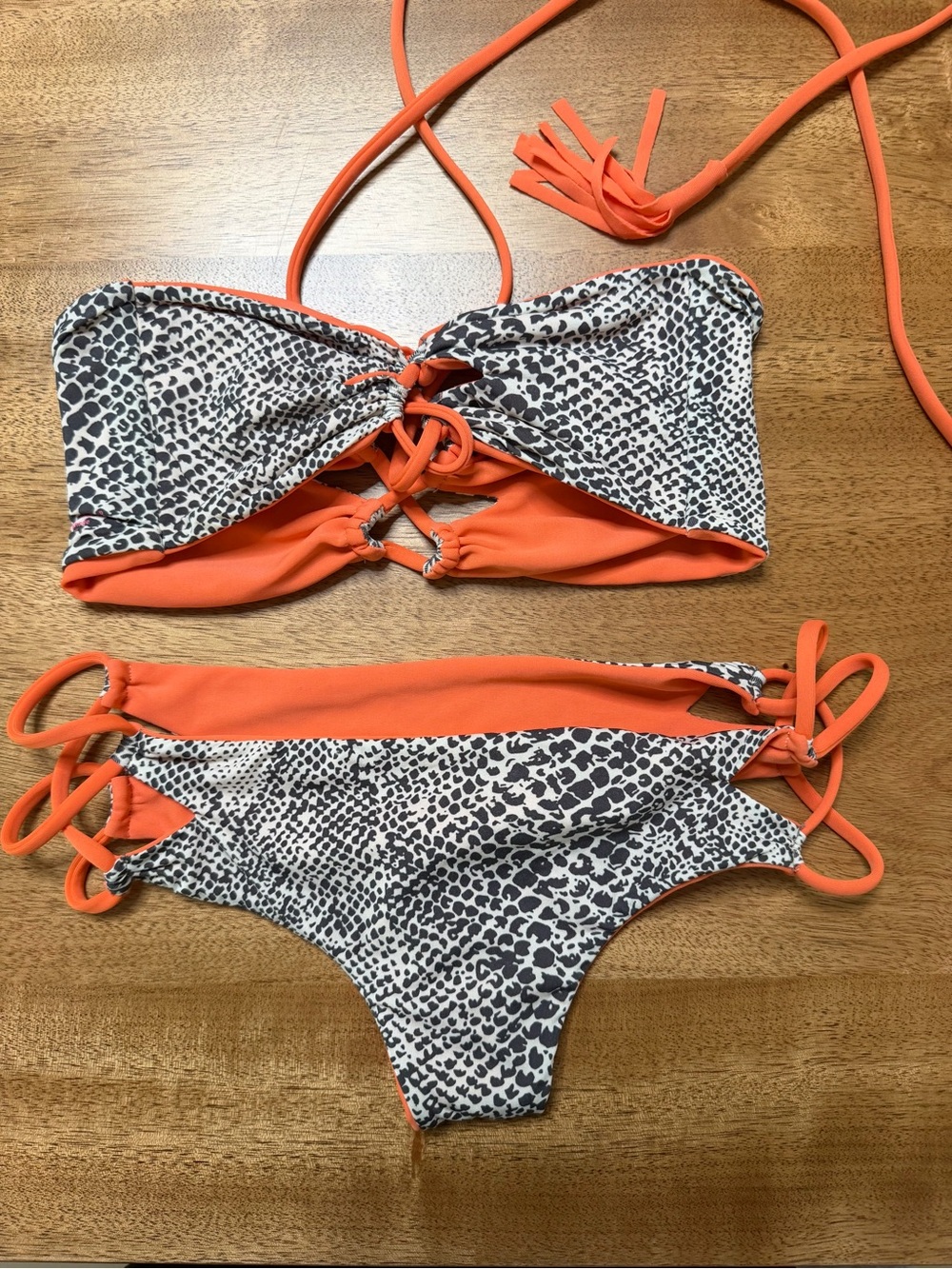 Acacia Swimwear reversible bikini set, orange and leopard print - Picture 2 of 4